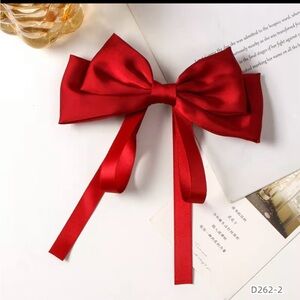 Chic Red Satin Hair Bow